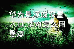 华为悬浮球设置入口（华为怎么用悬浮）