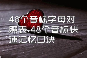 48个音标字母对照表（48个音标快速记忆口诀）