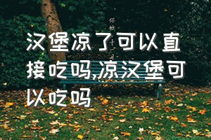 汉堡凉了可以直接吃吗（凉汉堡可以吃吗）