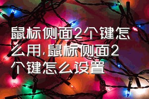 鼠标侧面2个键怎么用（鼠标侧面2个键怎么设置）