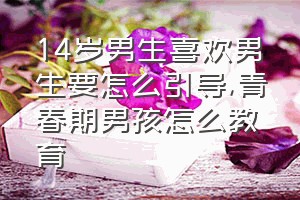 14岁男生喜欢男生要怎么引导（青春期男孩怎么教育）