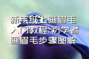 新手纸上画眉毛入门教程（初学者画眉毛步骤图解）