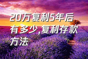 20万复利5年后有多少（复利存款方法）