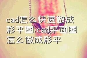 cad怎么快速做成彩平图（cad平面图怎么做成彩平）