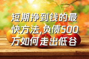 短期挣到钱的最快方法（负债500万如何走出低谷）