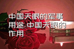 中国天眼的军事用途（中国天眼的作用）