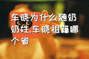 车晓为什么随奶奶姓（车晓祖籍哪个省）