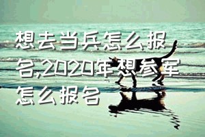 想去当兵怎么报名（2020年想参军怎么报名）