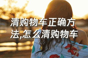 清购物车正确方法（怎么清购物车）