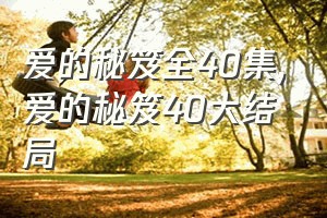 爱的秘笈全40集（爱的秘笈40大结局）