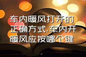 车内暖风打开的正确方式（车内开暖风应按哪个键）