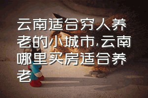 云南适合穷人养老的小城市（云南哪里买房适合养老）