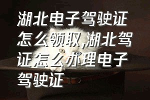 湖北电子驾驶证怎么领取（湖北驾证怎么办理电子驾驶证）