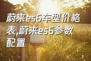 蔚来es6车型价格表（蔚来es6参数配置）