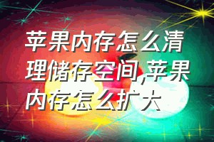 苹果内存怎么清理储存空间（苹果内存怎么扩大）