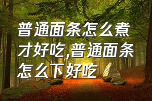 普通面条怎么煮才好吃（普通面条怎么下好吃）