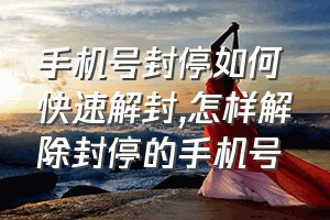 手机号封停如何快速解封（怎样解除封停的手机号）