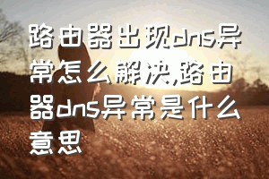 路由器出现dns异常怎么解决（路由器dns异常是什么意思）