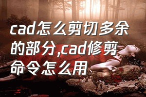 cad怎么剪切多余的部分（cad修剪命令怎么用）