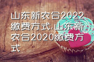 山东新农合2022缴费方式（山东新农合2020缴费方式）