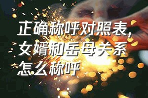 正确称呼对照表（女婿和岳母关系怎么称呼）