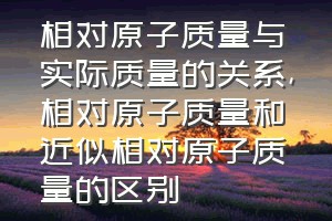 相对原子质量与实际质量的关系（相对原子质量和近似相对原子质量的区别）