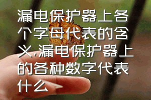 漏电保护器上各个字母代表的含义（漏电保护器上的各种数字代表什么）