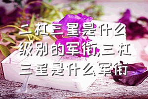 二杠三星是什么级别的军衔（三杠三星是什么军衔）