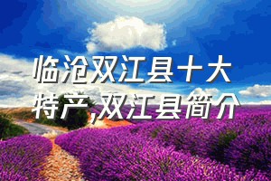临沧双江县十大特产（双江县简介）