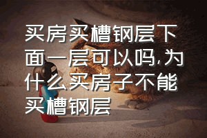 买房买槽钢层下面一层可以吗（为什么买房子不能买槽钢层）