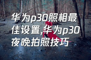 华为p30照相最佳设置（华为p30夜晚拍照技巧）