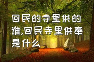 回民的寺里供的谁（回民寺里供奉是什么）