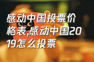 感动中国投票价格表（感动中国2019怎么投票）