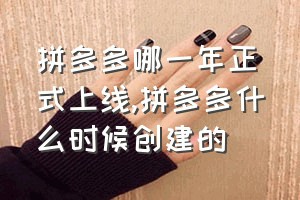 拼多多哪一年正式上线（拼多多什么时候创建的）