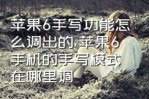 苹果6手写功能怎么调出的（苹果6手机的手写模式在哪里调）