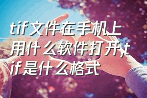 tif文件在手机上用什么软件打开（tif是什么格式）