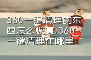 360一键清理的东西怎么恢复（360一键清理在哪里）