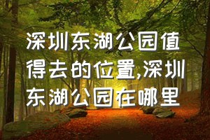 深圳东湖公园值得去的位置（深圳东湖公园在哪里）