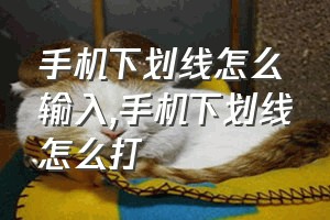 手机下划线怎么输入（手机下划线怎么打）