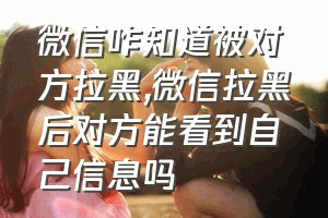 微信咋知道被对方拉黑（微信拉黑后对方能看到自己信息吗）