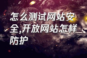 怎么测试网站安全（开放网站怎样防护）