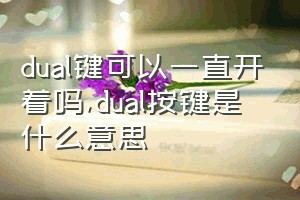 dual键可以一直开着吗（dual按键是什么意思）