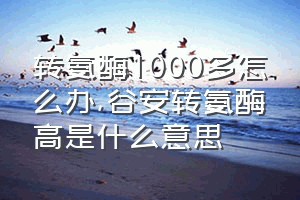 转氨酶1000多怎么办（谷安转氨酶高是什么意思）