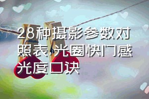 28种摄影参数对照表（光圈快门感光度口诀）