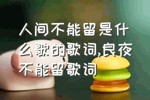 人间不能留是什么歌的歌词（良夜不能留歌词）