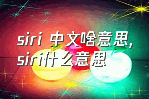 siri 中文啥意思（siri什么意思）