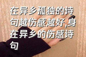 在异乡孤独的诗句越伤感越好（身在异乡的伤感诗句）