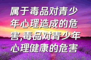 属于毒品对青少年心理造成的危害（毒品对青少年心理健康的危害）