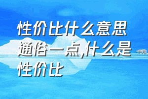 性价比什么意思通俗一点（什么是性价比）