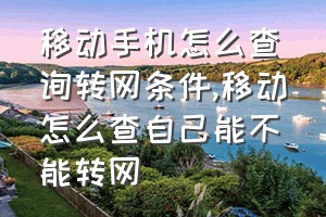 移动手机怎么查询转网条件（移动怎么查自己能不能转网）